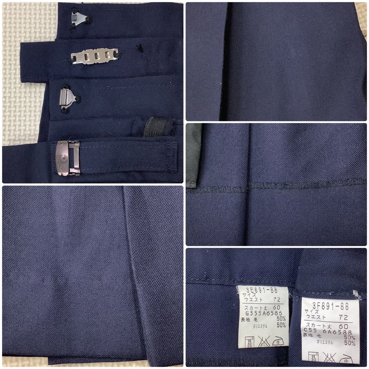 I191/Y(中古)福島県 郡山第六中学校 女子制服6点 /170A/W72/セーラー/スカート/成形スカーフ/夏服/合服/紺/OLIVE des OLVE/女子/卒業生品/_画像8