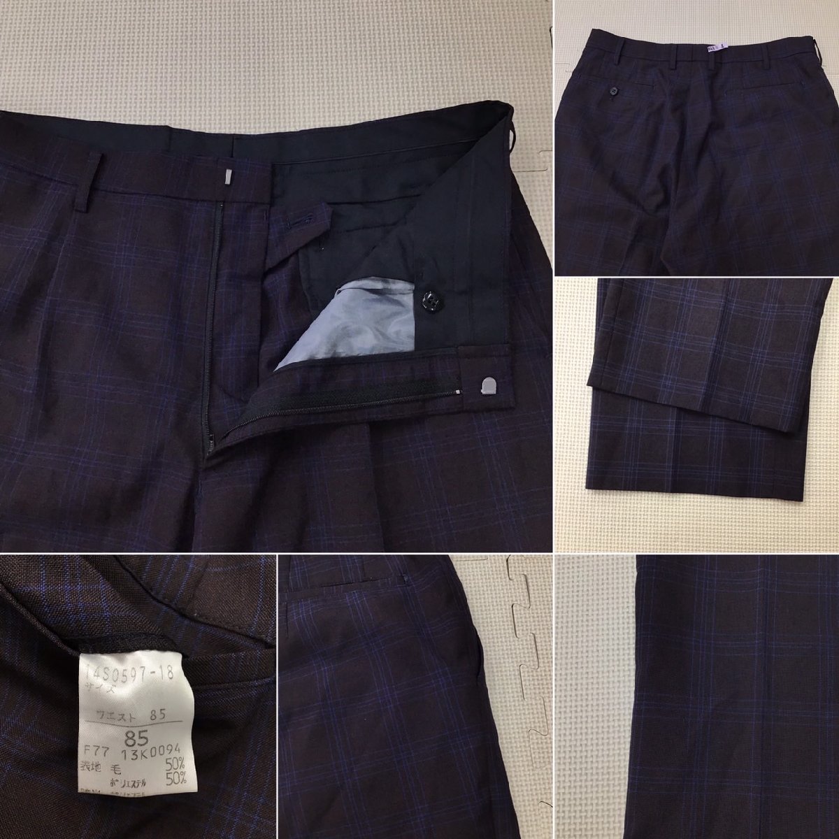 O260/A(中古)愛知県 岩倉総合高校 男子制服4点 /LL/W73/W76/W85/ブレザー/夏冬ズボン/紺/チェック柄/TOMBOW/夏服/冬服/中学校/学生服_画像8