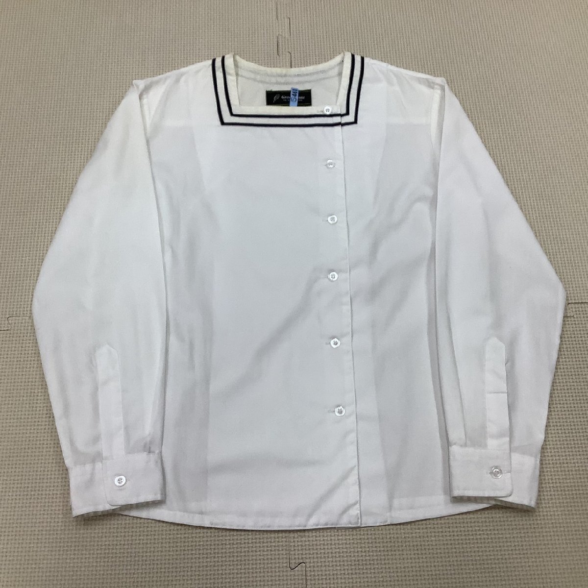 I206/Y(中古)福島県 郡山商業高校 女子制服5点 /L-/M/W66/丈63/セーラー/スカート/ブラウス/クリーム色/紺/黒2本/白2本/夏服/冬服/学生服_画像3