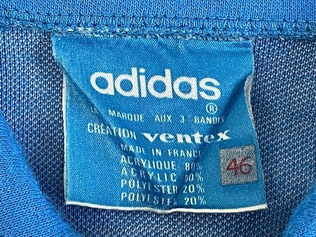 70's MADE IN FRANCE フランス ビンテージ VENTEX アディダス adidas ジャージ ジャケット PRESTILジップ アクリル ブルー 46 [ta-0923]の画像7