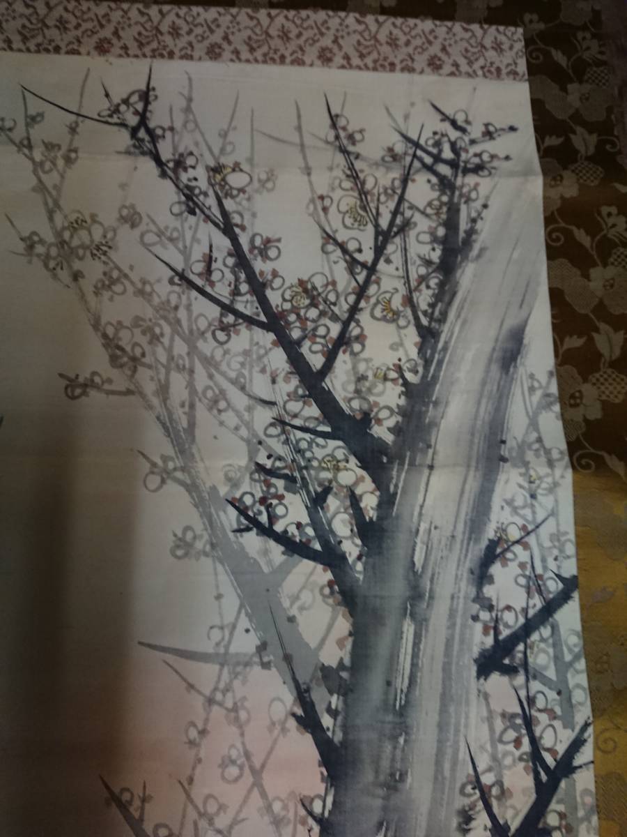 日本 中国 朝鮮 書画骨董 掛け軸 梅鶏図 絹本_画像4