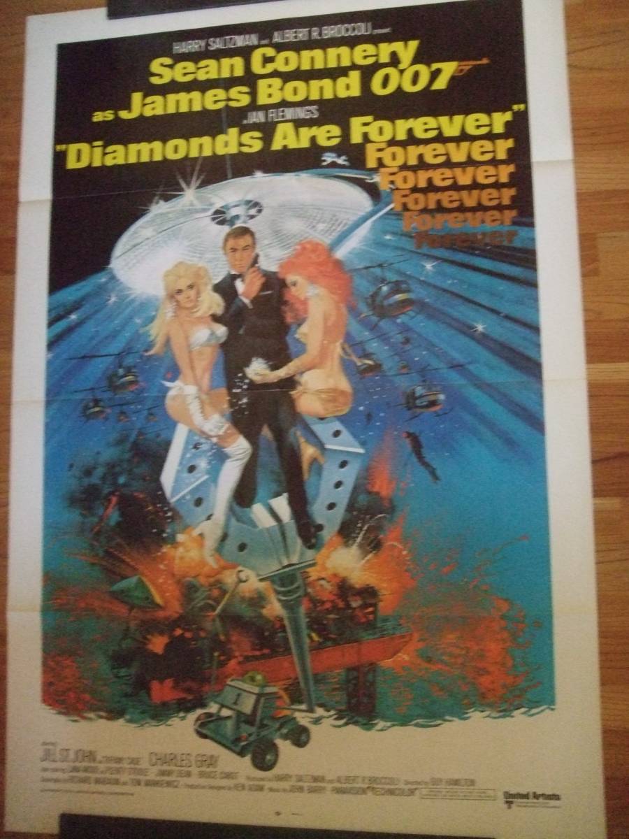 美品専門 007 ショーンコネリー ダイヤモンドは永遠に 全米初公開時 大型ポスター
