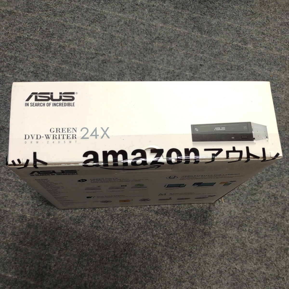 A110210 ASUS DVDスーパーマルチドライブ DRW-24D5MT M-DISC対応 最大24倍速書込 SATA接続 ブラック_画像3