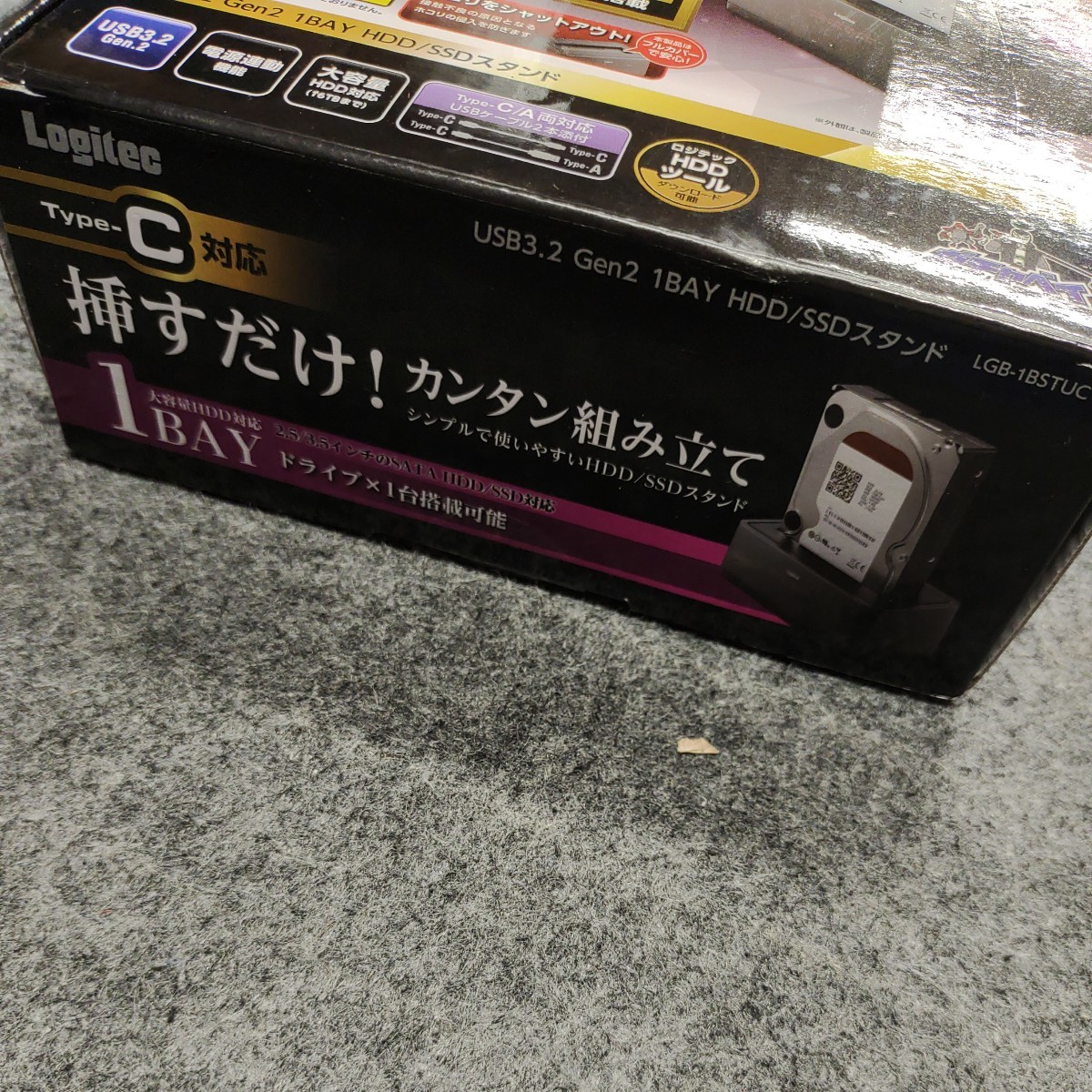 A11054　1円〜 未使用品 ロジテック HDDスタンド USB3.2Gen2 タイプC対応 LGB-1BSTUC HDD SSD対応 2.5/3.5インチ _画像2