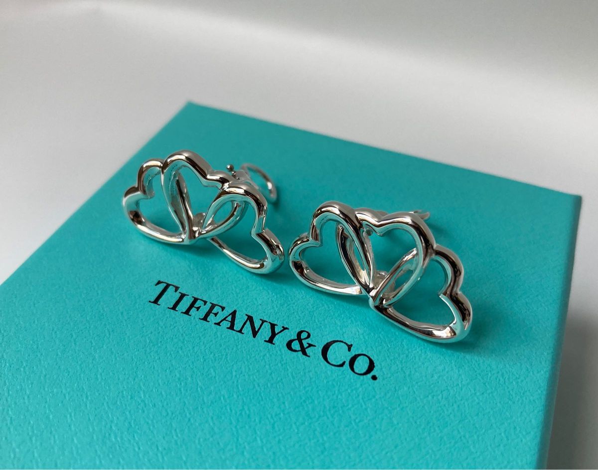 Tiffany＆co.  ティファニー　トリプル・オープンハート　両耳　シルバーイヤリング　ピアス　Ag925