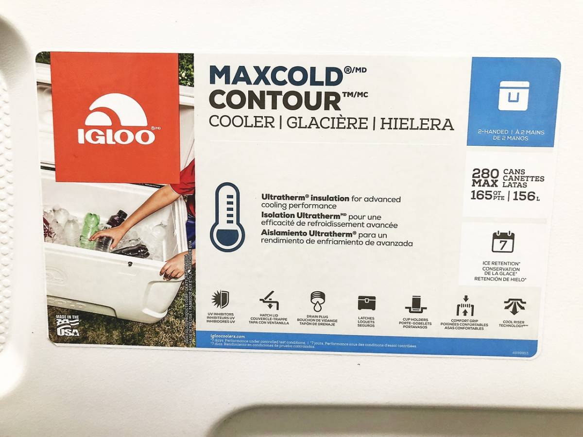  原文:CF4134t IGLOO/イグルー MAXCOLD CONTOUR 超大型クーラーボックス 156L 横幅1050㎜