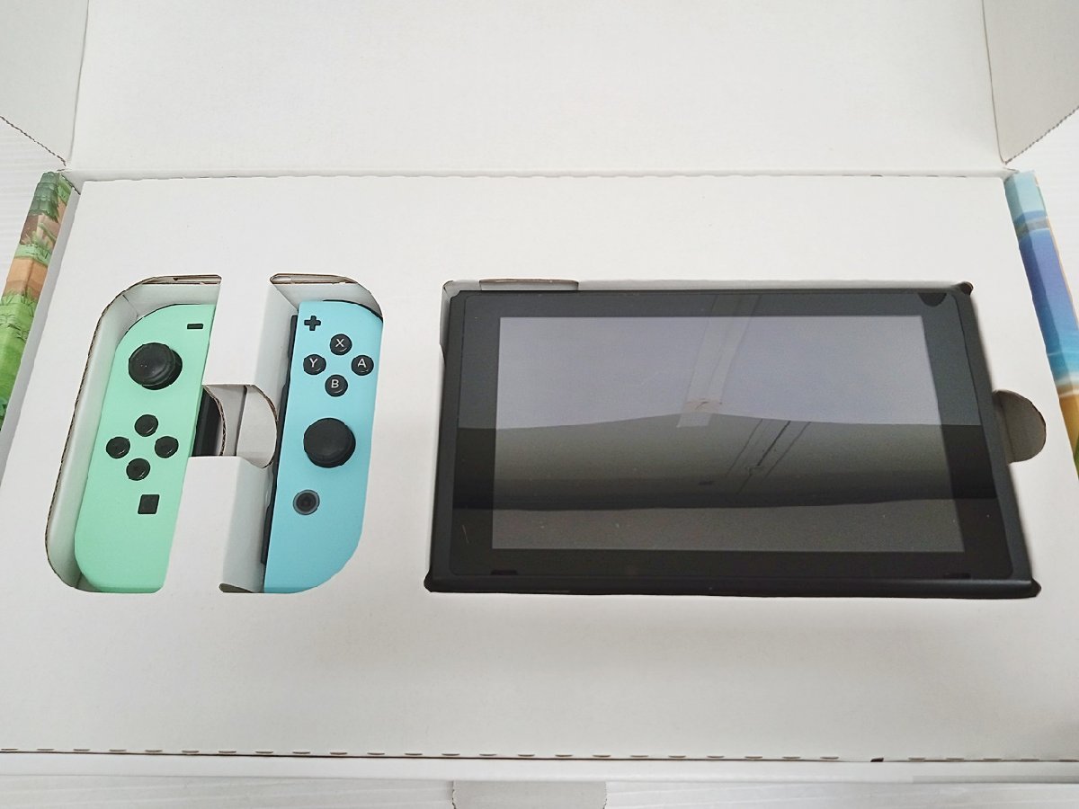 [4A-511-008-1] Nintendo Switch ニンテンドースイッチ 新型 あつまれどうぶつの森セット HAD-S-KEAGC 動作確認済 中古_画像2