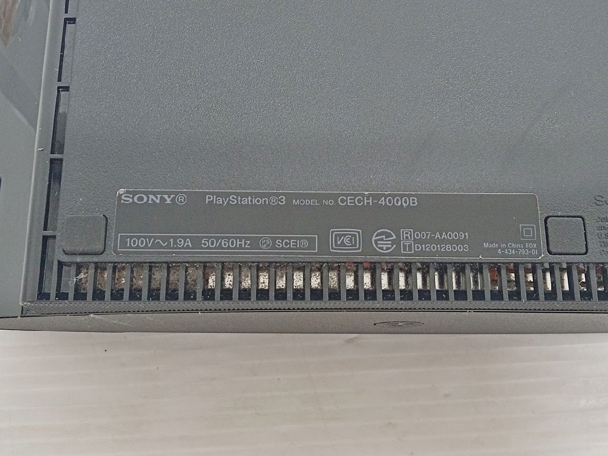 [B4B-511-016-1] SONY ソニー PlayStation3 プレイステーション3 PS3 CECH-4000B チャコールブラック 本体のみ 通電確認済み ジャンク_画像3