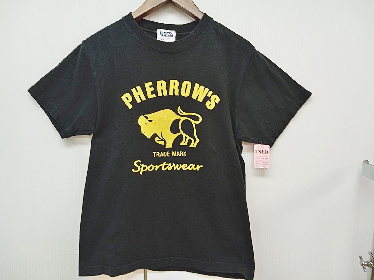 [12B-511-177-1] Pherrow's フェローズ Tシャツ 半袖 サイズ36 ブラック_画像1