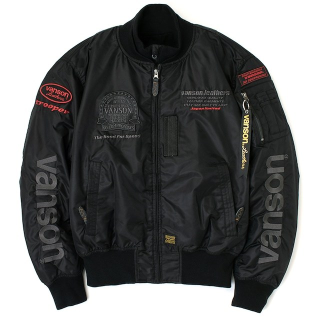 【在庫あり 即納】バンソン 3XLサイズ TVS2308W MA-1ジャケット ブラック/ガンメタリック 3XL VANSON trooper MA-1 JACKET_画像1