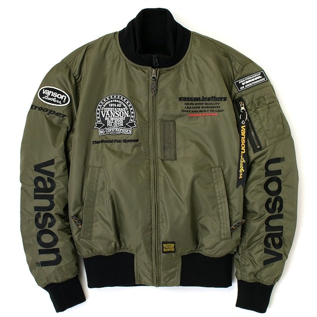 バンソン VANSON XLサイズ TVS2308W MA-1 ジャケット カーキ/ブラック winter JACKET (2023-24秋冬モデル)_画像1