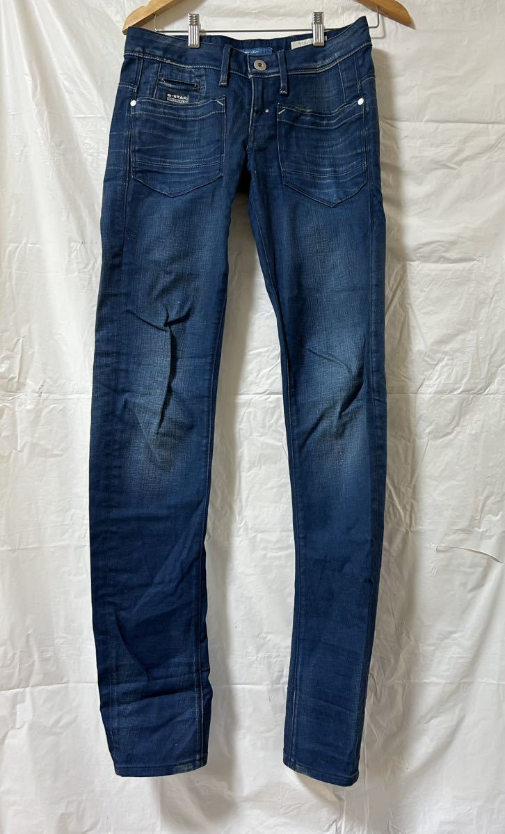 ●O368● G-Star RAW ジースターロウ 3301 レディース ジーンズ デニムパンツ W26L32 ブルー_画像1