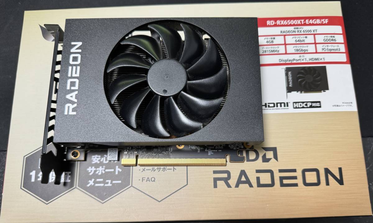 玄人志向 グラフィックボード AMD Radeon RX6500XT GDDR6 4GB 搭載モデル 【国内正規代理店品】 RD-RX6500XT-E4GB/SF_画像1