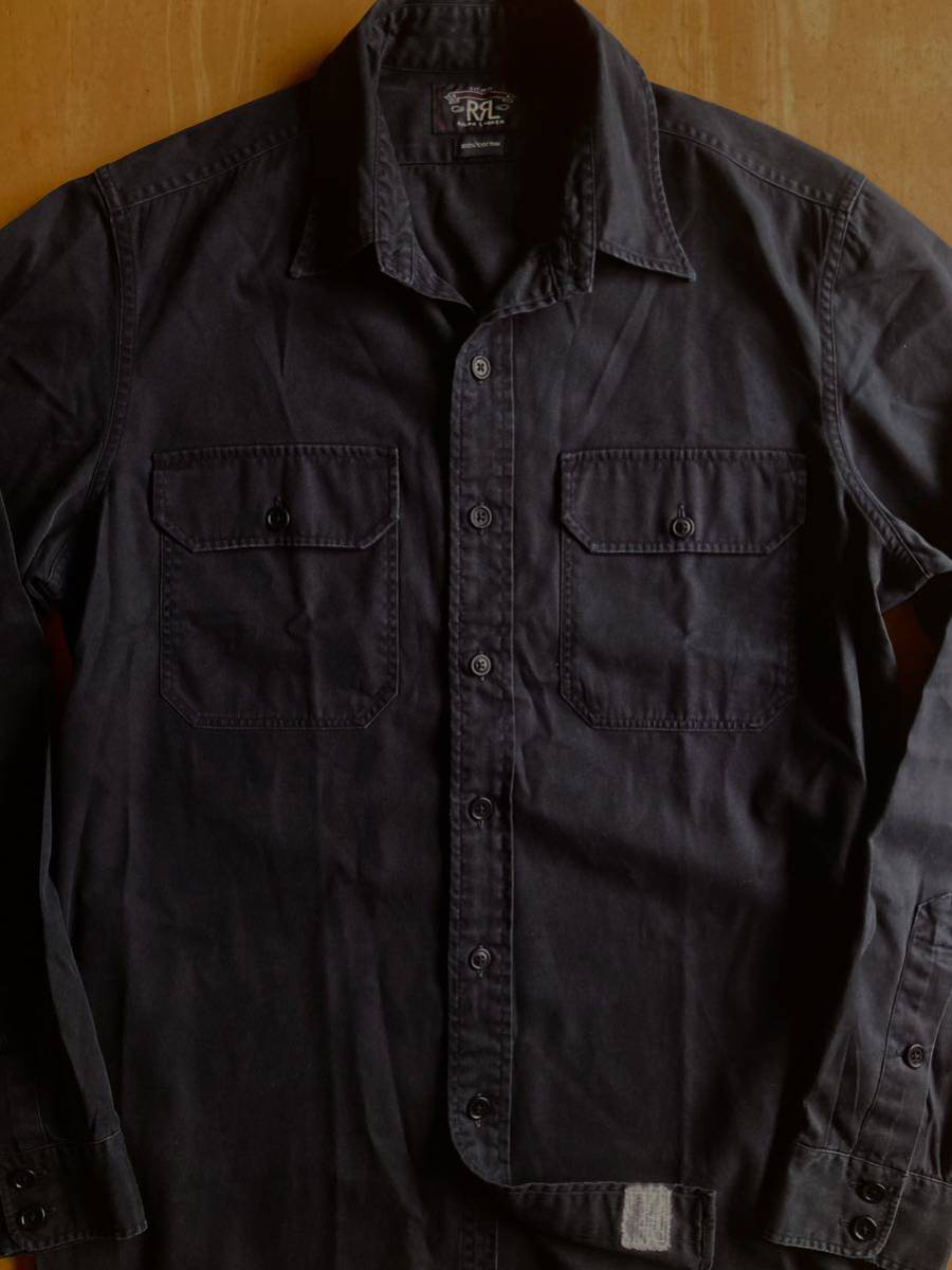 RRL ブラックインディゴコットンCPOシャツ M 全盛期の逸品　ラルフローレン（ ビンテージデニムジャケット_画像4
