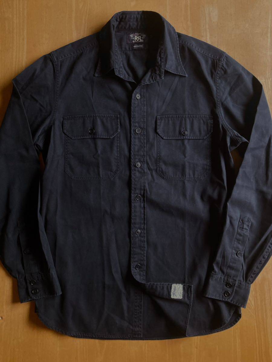 RRL ブラックインディゴコットンCPOシャツ M 全盛期の逸品　ラルフローレン（ ビンテージデニムジャケット_画像1