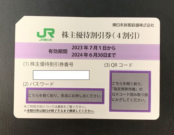 ◆即決★発送orコード通知★1～4枚出品中◆JR東日本株主優待券★有効期間 2024年6月30日まで★商品詳細を必ずお読みください◆_画像1