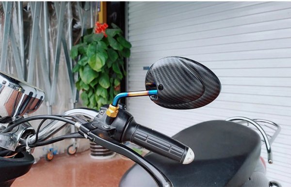 バイク バック ミラー ショート 汎用 台湾 カーボン 調 チタン 風 8mm M8 正逆 正ネジ 逆ネジ オートバイ 原付 小型 スクーター ヤマハ_画像5