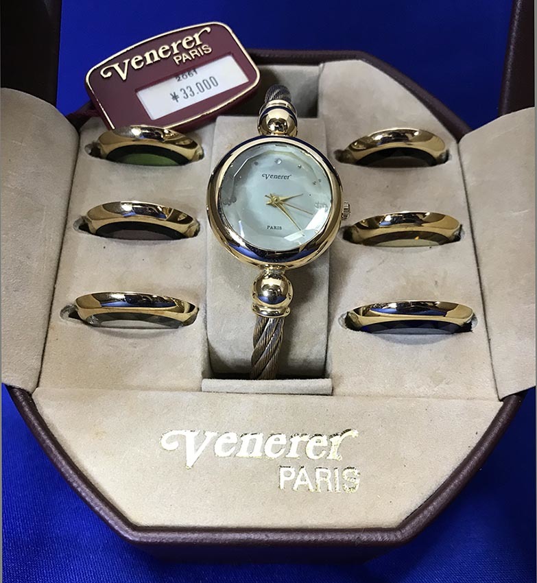 18KGP Venerer PARIS レディースウォッチ バングル 腕時計 Venerer Antique Watch Gemstone Cut Mirror with Interchangeable Mirror_画像1