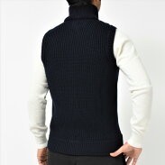 【美品】ZANONE/ザノーネ【国内正規品】ウール×ポリエステルコンビジップアップニットベスト　ネイビー　ニット　ベスト　52_画像5