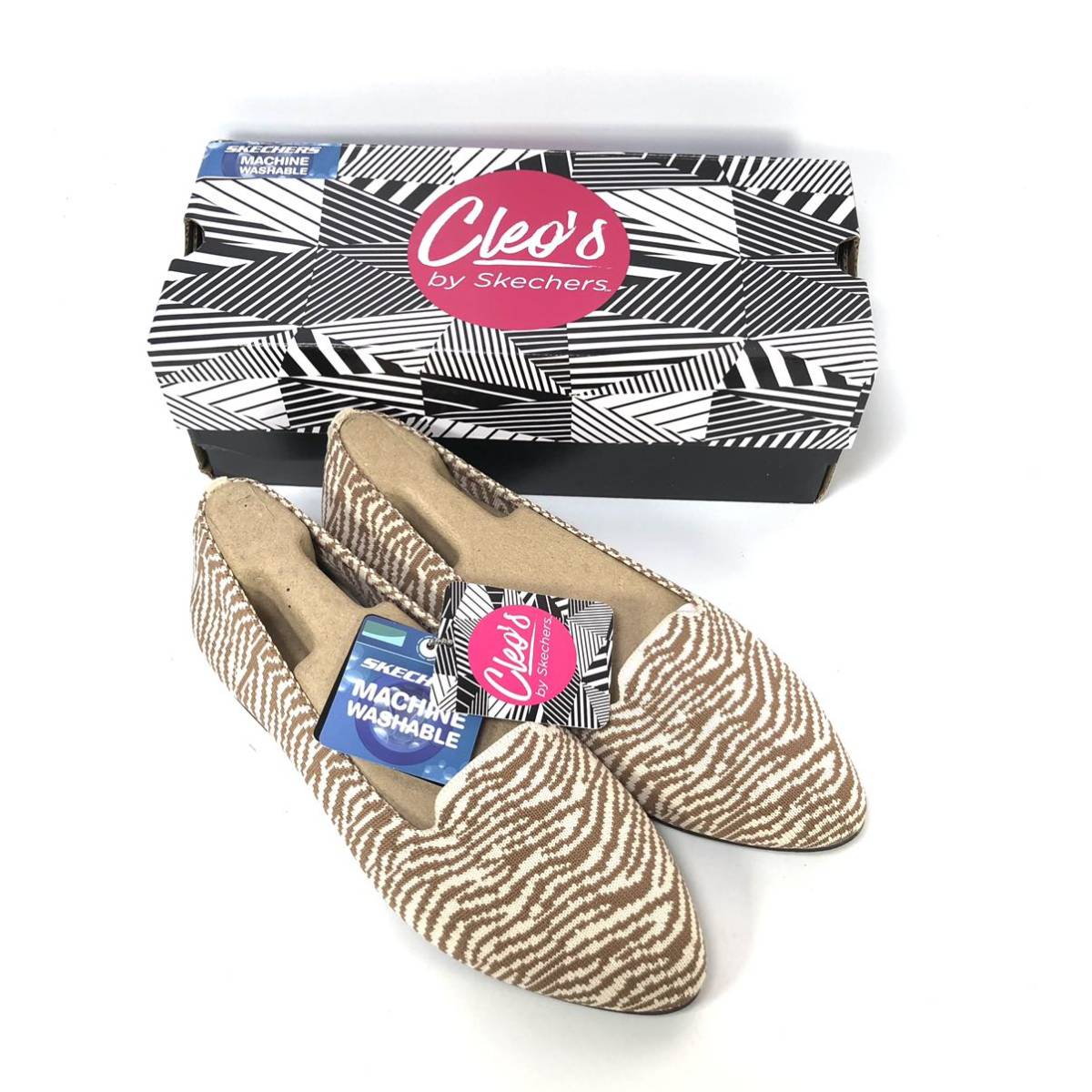 新品 Skechers スケッチャーズ レディース Cleo-Knitty ゼブラバレエ フラット アメリカ製 6.5サイズ ゼブラ柄 ゼブラ パンプス 靴_画像1