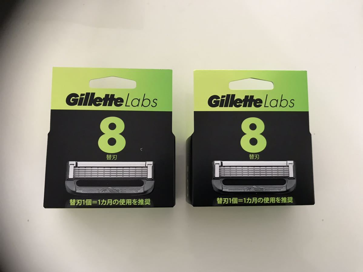 送料無料◆Gillette Labs ジレットラボ 角質除去バー搭載 極薄5枚刃 替刃 ８個入X2個セット_画像1