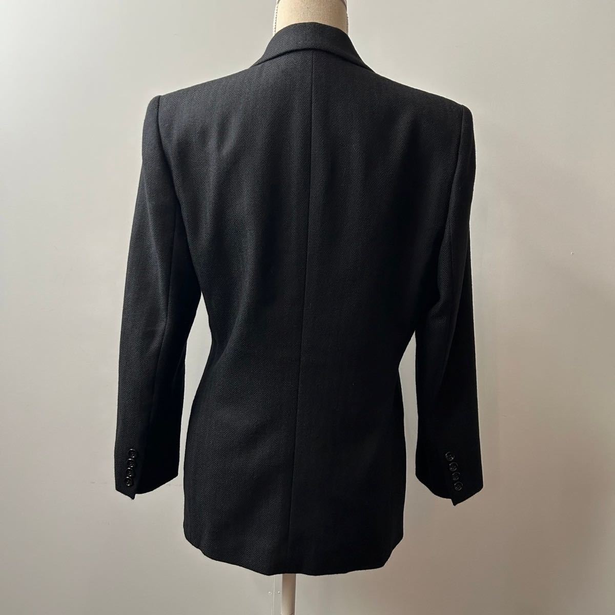 Calvin Klein カルバンクライン ウール セットアップ ジャケット パンツ スーツ 9 ヘリンボーン 黒 ブラック系 レディース_画像5