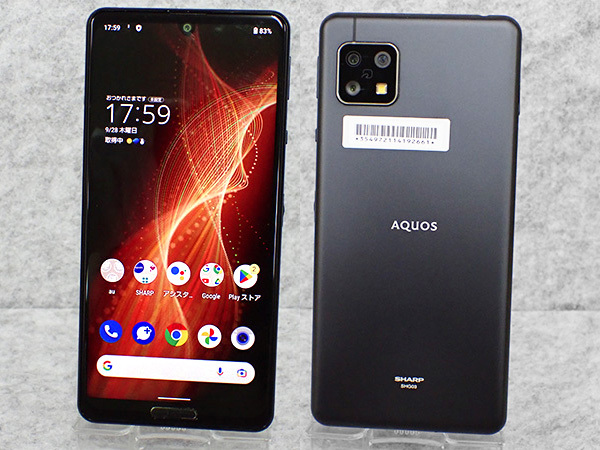 【中古】SIMロック解除 au AQUOS sense5G SHG03 ブラック 黒 SHARP スマホ 本体 Android SIMフリー 制限〇 一括購入(NKB47-60)_画像1