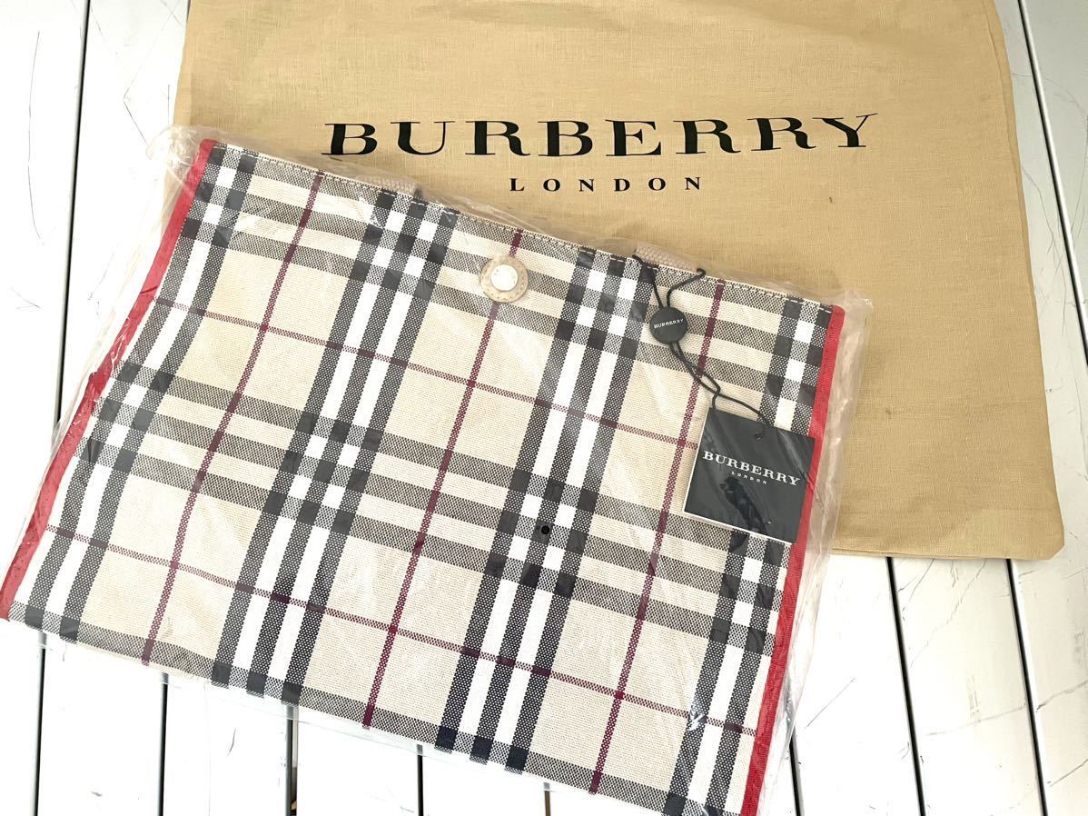 rrkk2080 未使用品 Burberry バーバリー トートバッグバッノバチェック ハンドバッグ ベージュ レッド 保存袋付き_画像9