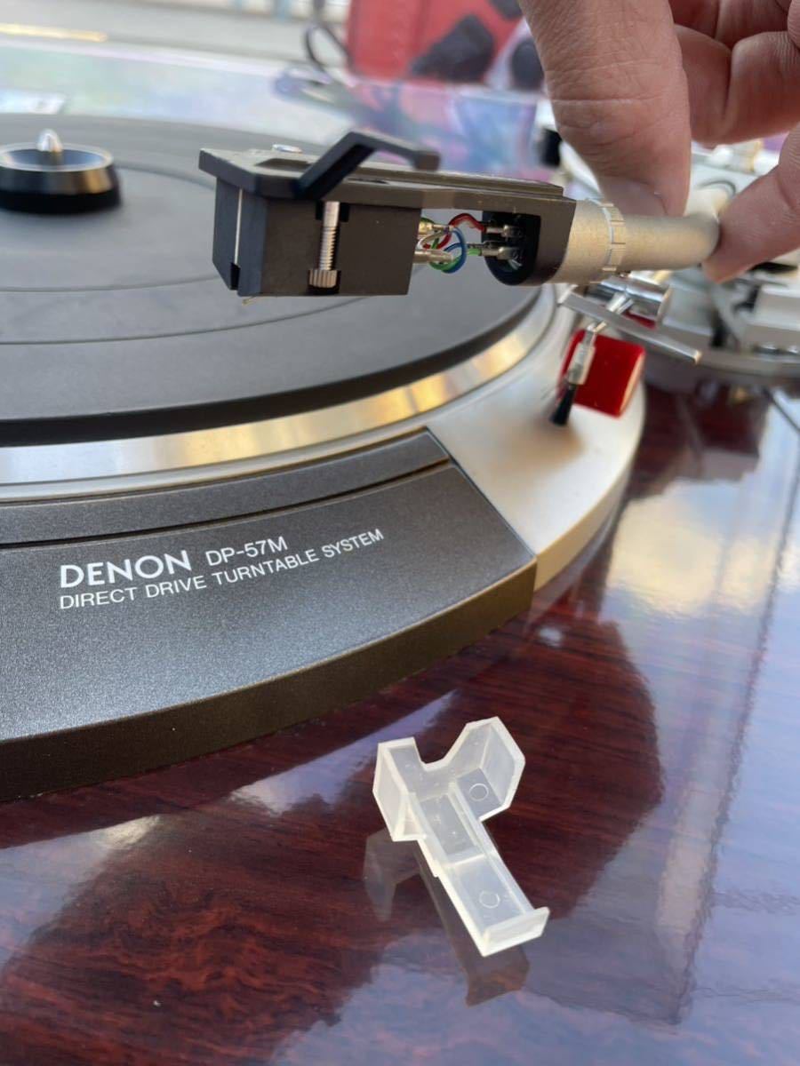 美品　DENON デノン DP-57M アナログ　レコードプレーヤー　当時物　ターンテーブル　高級　木目調　オーディオ音響機器　日本コロムビア_画像5