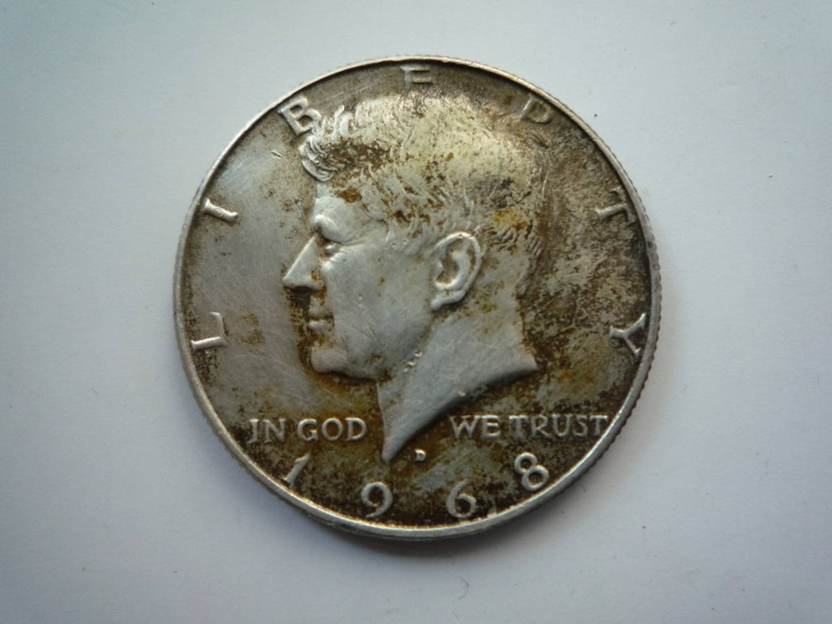 ★ アメリカ ケネディ ハーフダラー 銀貨 1968年 USA リバティコイン 50セント銀貨 シルバー / マネークリップ付き_画像3