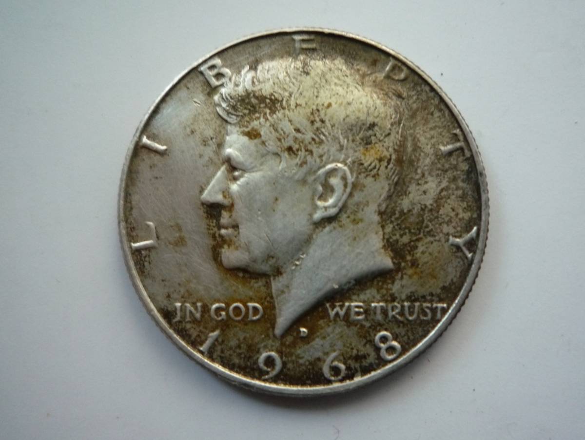 ★ アメリカ ケネディ ハーフダラー 銀貨 1968年 USA リバティコイン 50セント銀貨 シルバー / マネークリップ付き_画像8