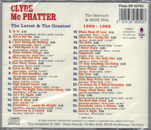 【新品/輸入盤CD】CLYDE McPHATTER/The Latest And The Greatest-The MERCURY And MGM Hits 1959-1962_(出品商品はシールド状態です)