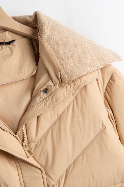 新品暖かいレディース90％ダウンコート大襟ポケットジャケットオフホワイトーM_画像3