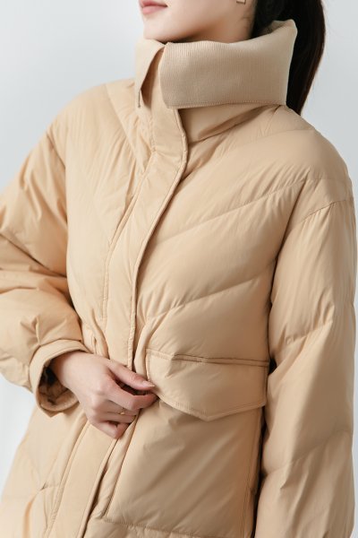 新品暖かいレディース90％ダウンコート大襟ポケットジャケットオフホワイトーM_画像5