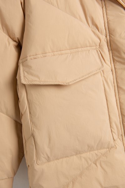 新品暖かいレディース90％ダウンコート大襟ポケットジャケットオフホワイトーM_画像9
