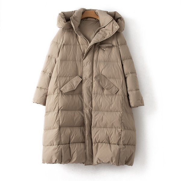 新品暖かいレディース90％ダウンコートフードジャケット高品質ラクダーXL