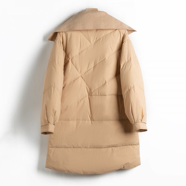 新品暖かいレディース90％ダウンコート大襟ポケットジャケットオフホワイトーM_画像10