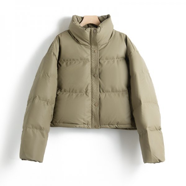 新品暖かいレディース90％ダウンコート立ち襟ショートジャケット柔らかグリーン