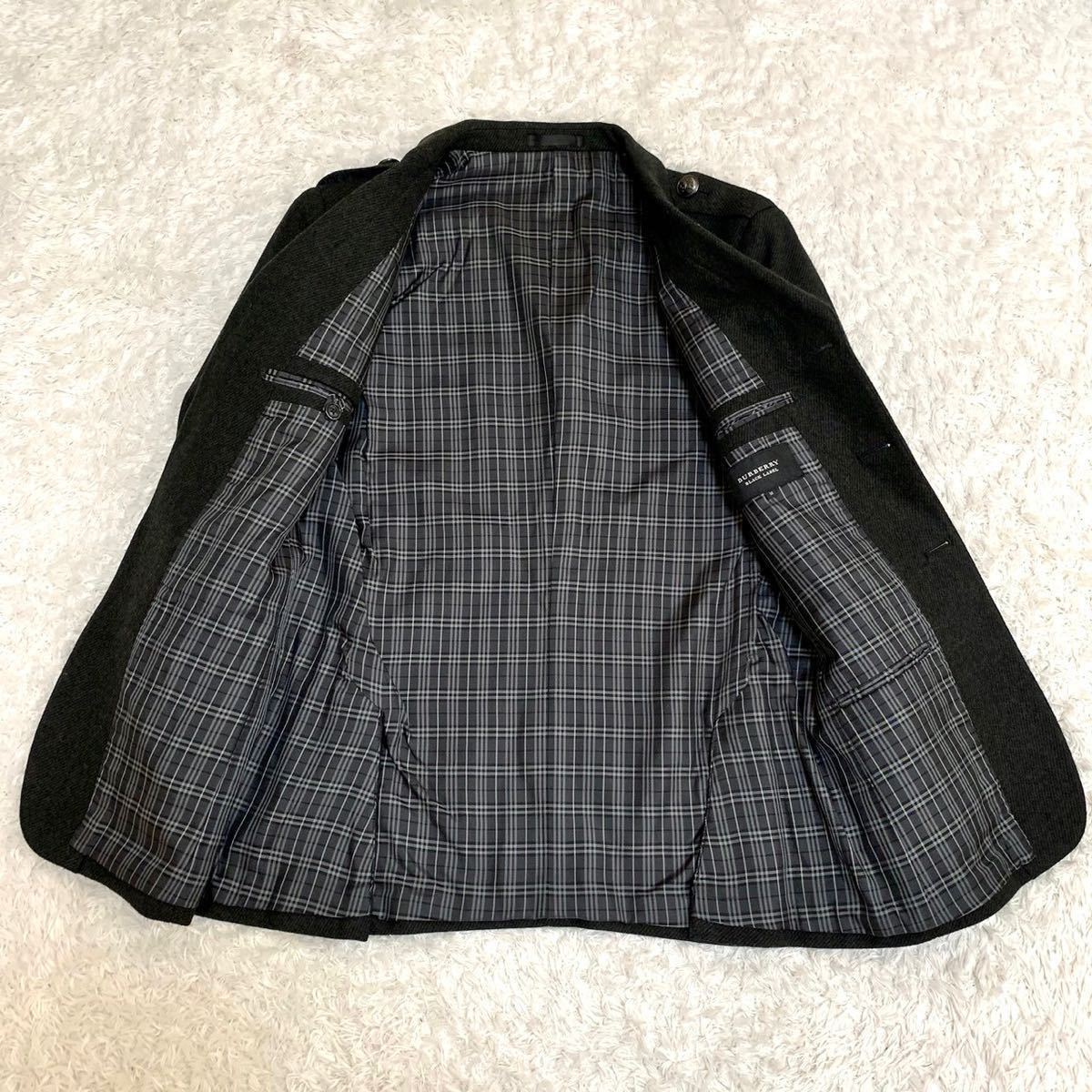 《美品》バーバリーブラックレーベル ウール Pコート ジャケット ノバチェック 銀ボタン グレー BURBERRY BLACK LABEL N32_画像4