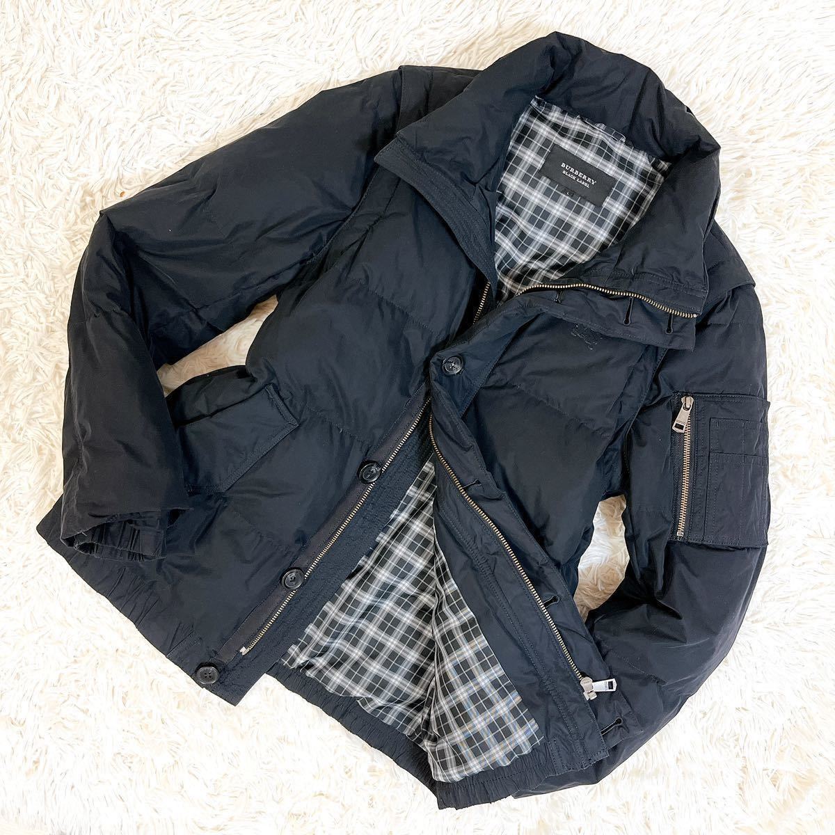 《極美品・Lサイズ》バーバリーブラックレーベル ダウンジャケット ノバチェック ダウンベスト 黒 2WAY BURBERRY BLACK LABEL N33_画像1