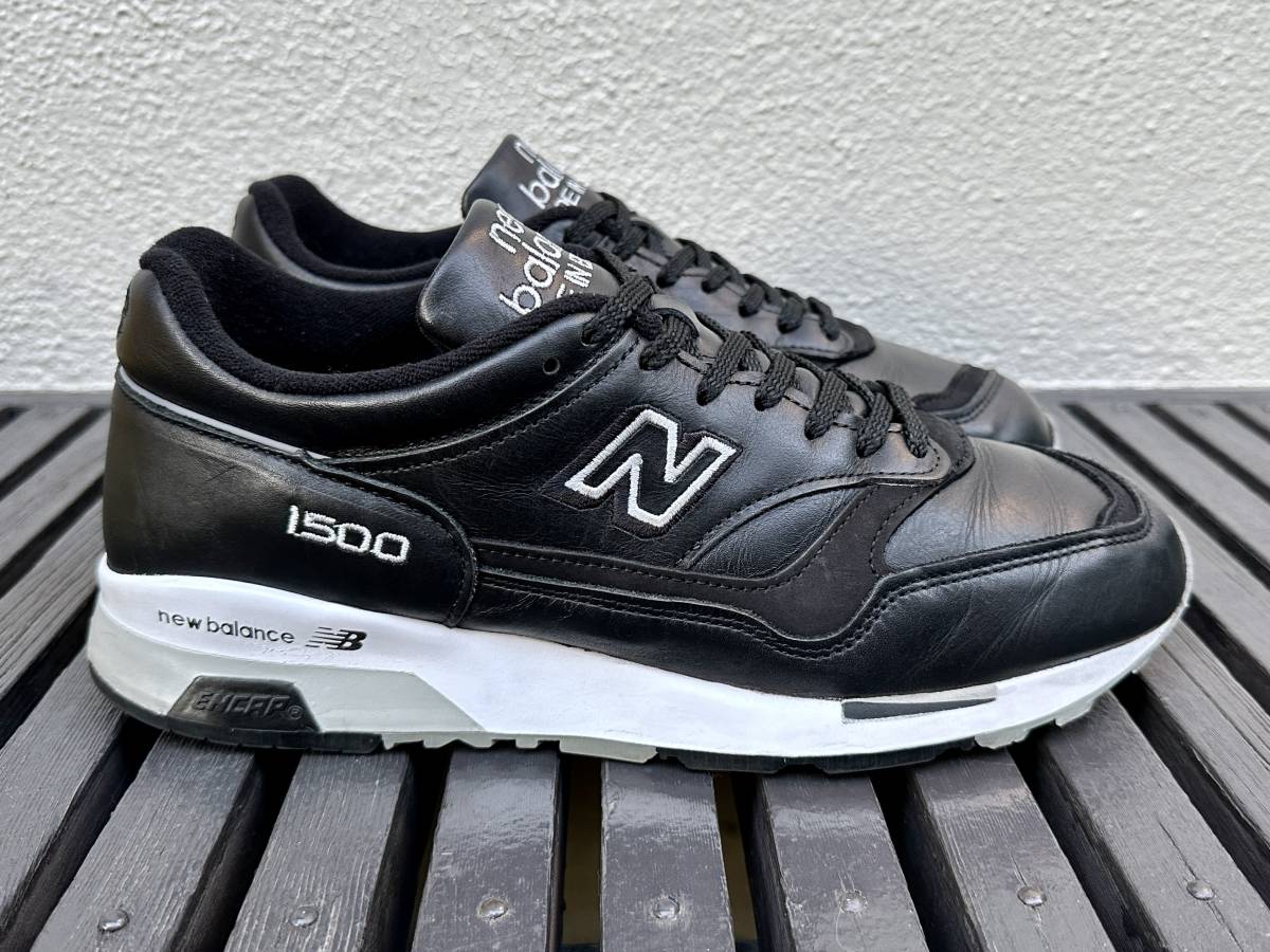 オールレザー New Balance M1500BK ブラック UK製 US9.5 27.5cm 中古 イギリス製 英国製 限定 NB 黒 スニーカー  Made In England