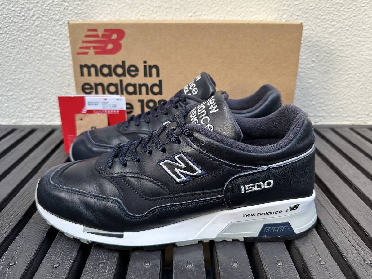 国内正規品 New Balance M1500NAV ネイビー オールレザー UK製 US7.5 25.5cm 中古 イギリス英国製 限定 NB 紺 スニーカー Made In England_画像1