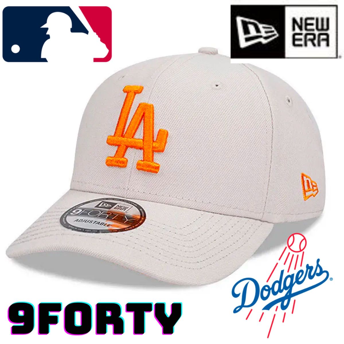 【海外限定】ニューエラ ロサンゼルスドジャース 9FORTY ストーンオレンジ NEW ERA MLB Dodgers ベージュ