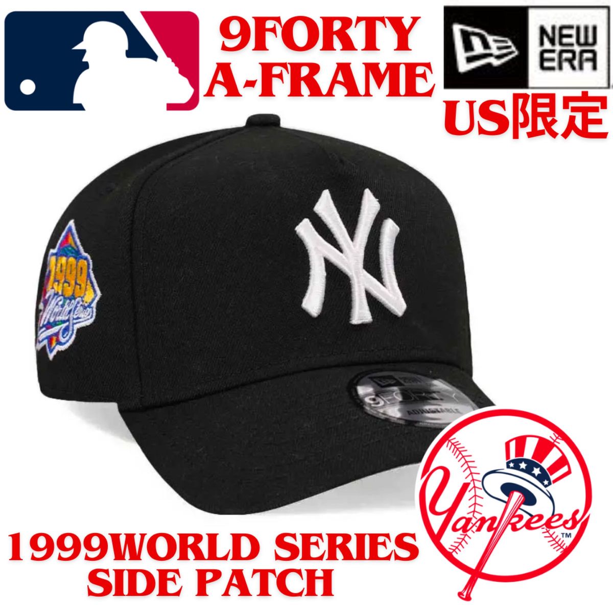 海外限定】ニューエラ ニューヨークヤンキース 9FORTY A-frame 黒 New
