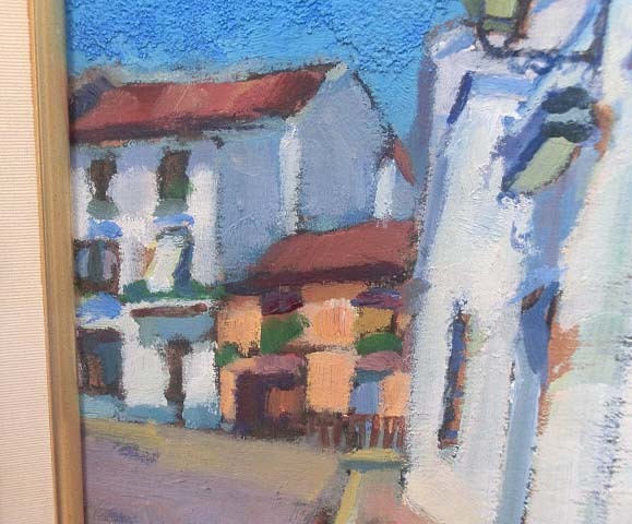 492705 oil painting . door . Saburou work [ white street ( Spain )](SM) painter * landscape painting * one water . member 