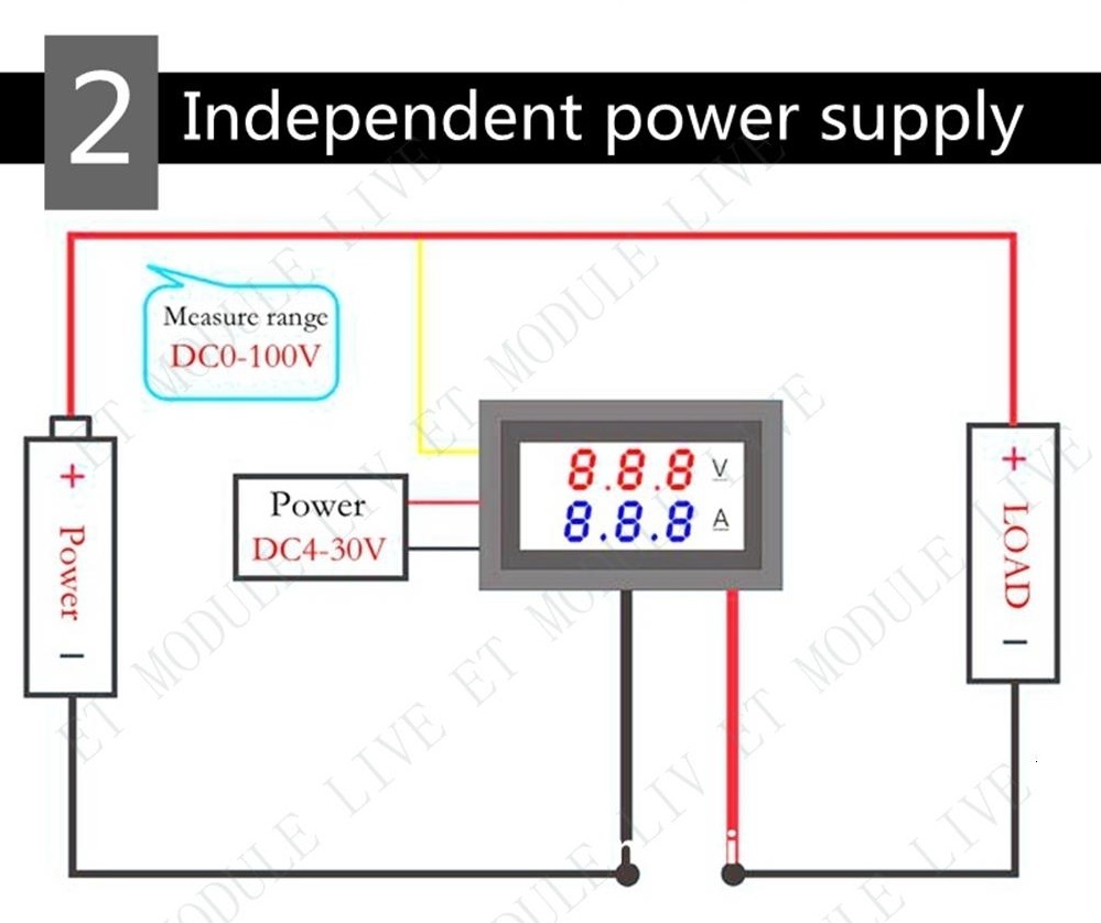 [2個セット] デジタル電圧計・電流計 DC100V 10A LED表示 【送料無料】_画像6