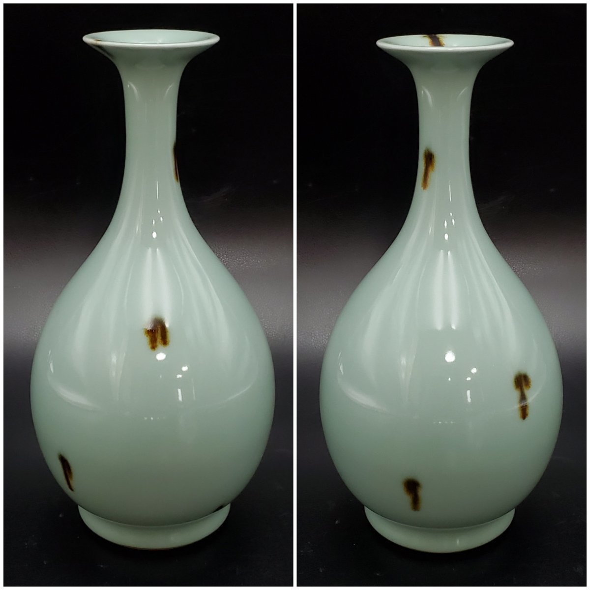 [. warehouse ] three generation ... mountain . blue . celadon flower vase flower go in vase flower raw 25.5. tea utensils also box 