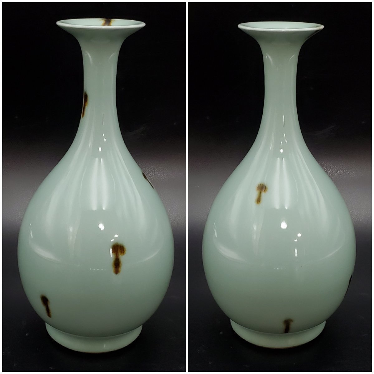 [. warehouse ] three generation ... mountain . blue . celadon flower vase flower go in vase flower raw 25.5. tea utensils also box 