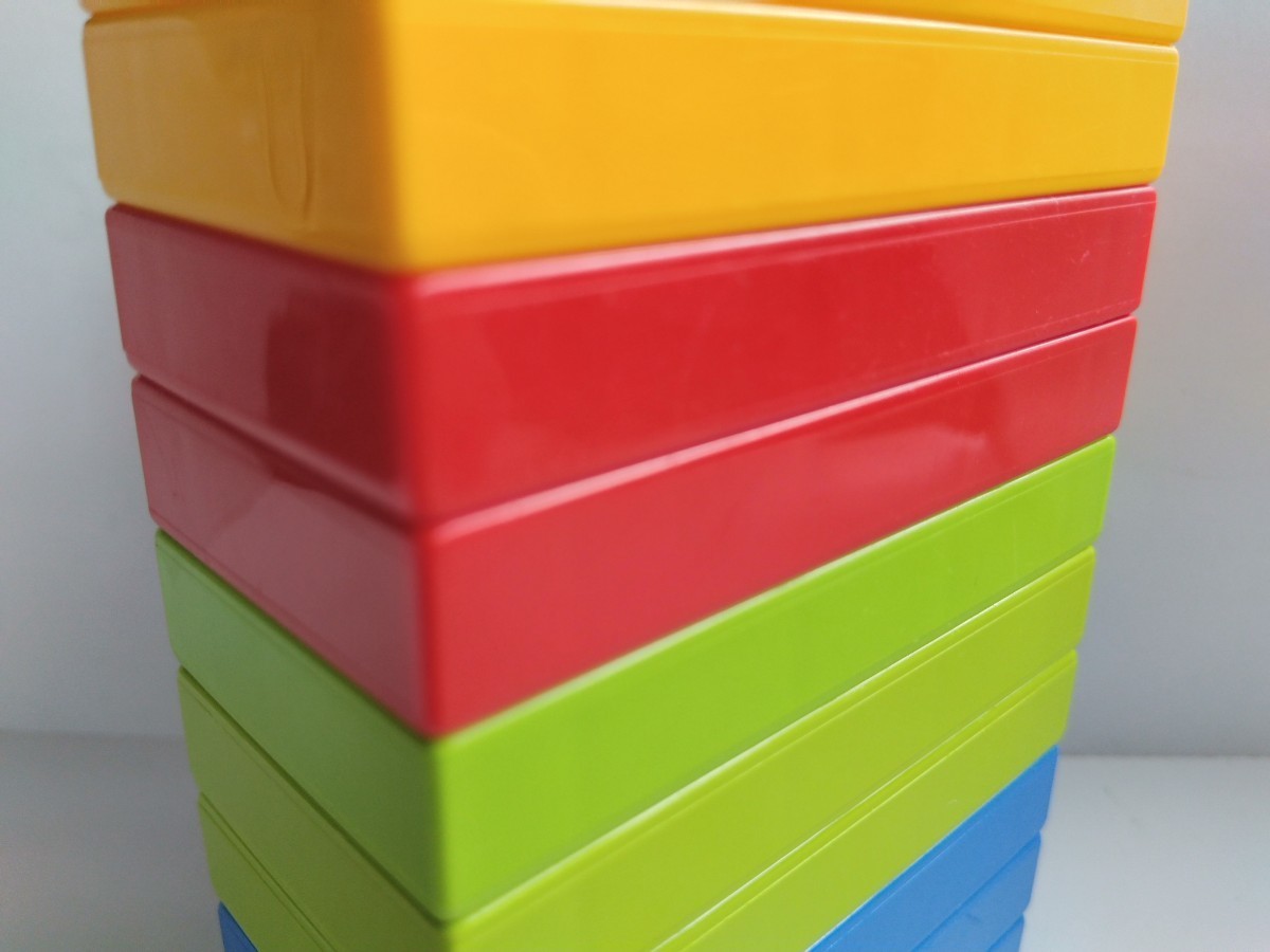 レゴデュプロ 薄型 2×4ポッチ 4色　山吹色、赤-各2個　黄緑色、青- 各3個　計 10個セット　基本ブロック パーツ _画像7