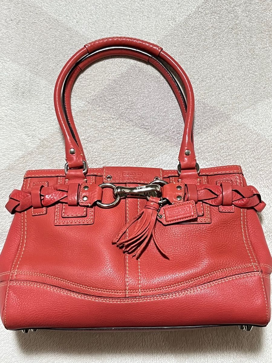 COACH コーチ キャリーオール タッセル ピンク レザー J0693 COACH コーチ キャリーオール タッセル ピンク レザー J0693